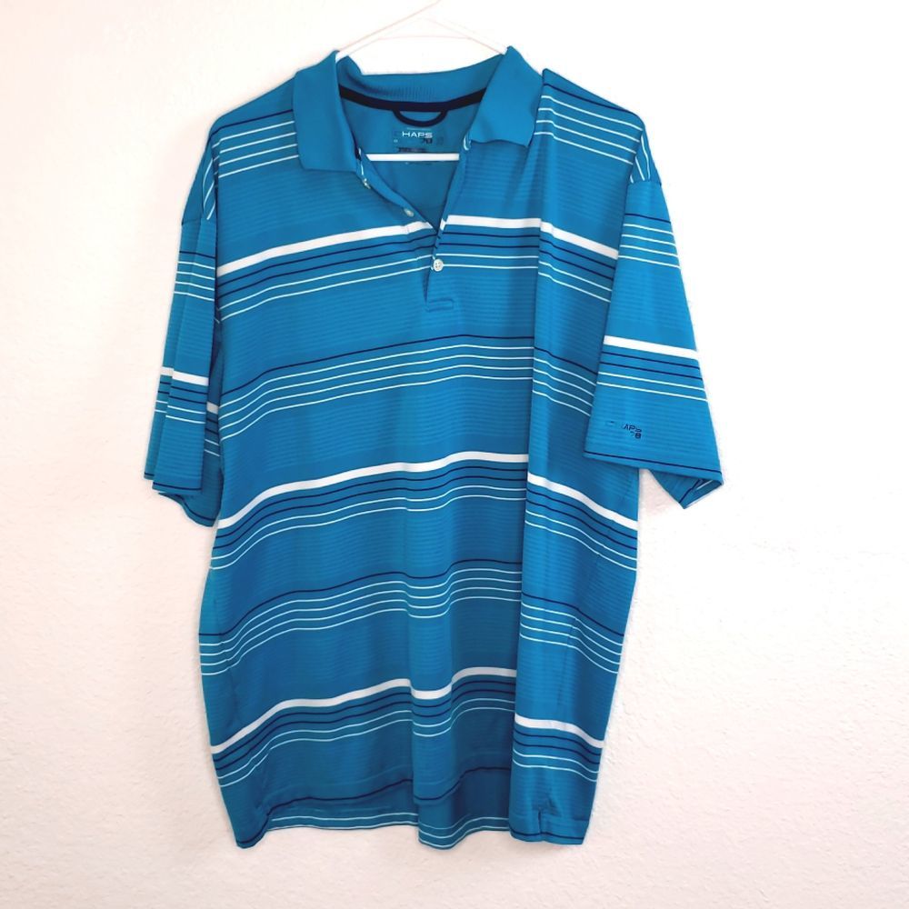 Chaps Golf Turquoise Striped Golf Shirt size XL